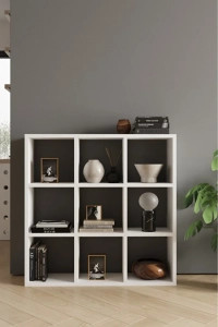 CLASSY 9 RAFLI KARE KİTAPLIK BEYAZ